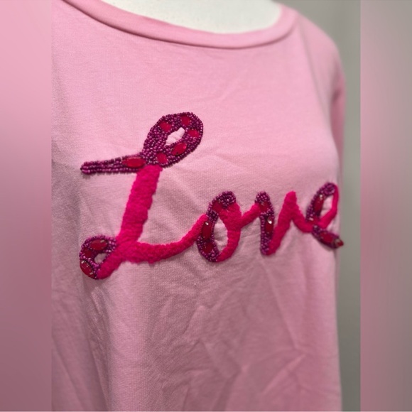 Lilly Pulitzer ‘LOVE’ Pink Beaded Sweatshirt XL NWT - Picture 7 of 12